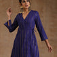 trueBrowns Spectrum Blue Gold Cotton Angrakha Kurta Set | Swadesiicart
