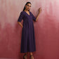 trueBrowns Purple Cotton Dobby Dress | Swadesiicart