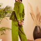 InWeave Women's Olive Mughal Shaan Style Velvet Short Kurta Set - Swadesiicart
