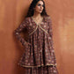 trueBrowns Brown Print Sharara Set | Swadesiicart