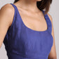 trueBrowns Blue Muslin Solid Sleeveless Blouse | Swadesiicart