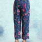 trueBrowns Blue Printed Velvet Pant | Swadesiicart