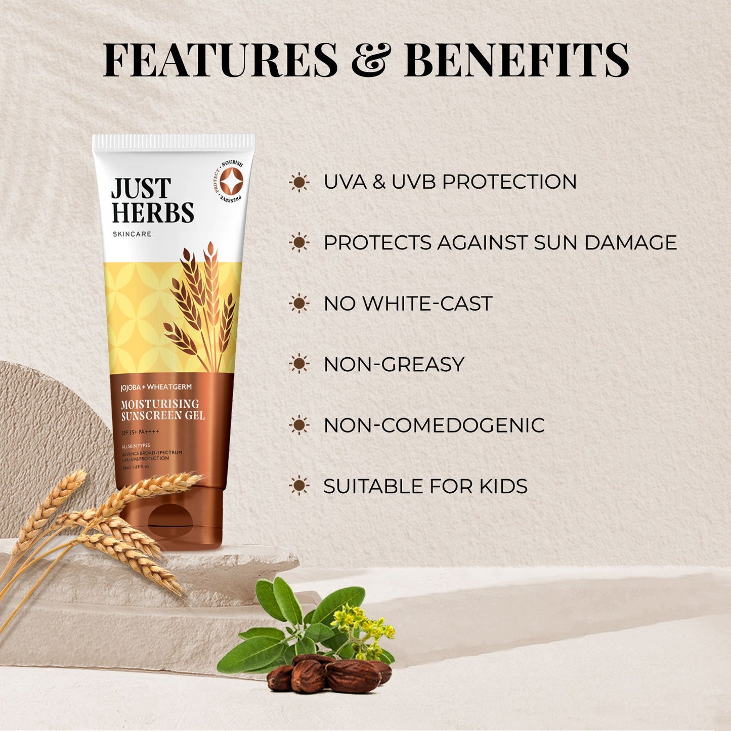 Nosun Jojoba-Wheatgerm Moisturising Sun Protection Gel (TUBE)