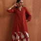 trueBrowns Rust Metallic Straight Kurta Set | Swadesiicart