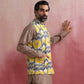 trueBrowns Men's Grey Ikat Print Cotton Reversible Nehru Jacket | Swadesiicart