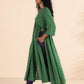 trueBrowns Green Cotton Dobby Flared Kurta Pant Set | Swadesiicart