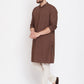 Even Apparels Brown Solid Kurta With Band Collar | Swadesiicart