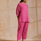 trueBrowns Pink Dabu Print Cotton Baggy Sleeve Co-Ord Set - Swadesiicart