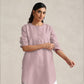 trueBrowns Pink Cotton Blend Short Kurta | Swadesiicart