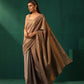 trueBrowns Grey Cotton Gold Lurex Striped Ready to Wear Saree | Swadesiicart