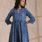 trueBrowns Indigo Dabu Floral Print Cotton Kurta Pant Set | Swadesiicart