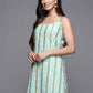 Ahalyaa Striped Floral Printed Shoulder Straps Crepe Tunic | Swadesiicart