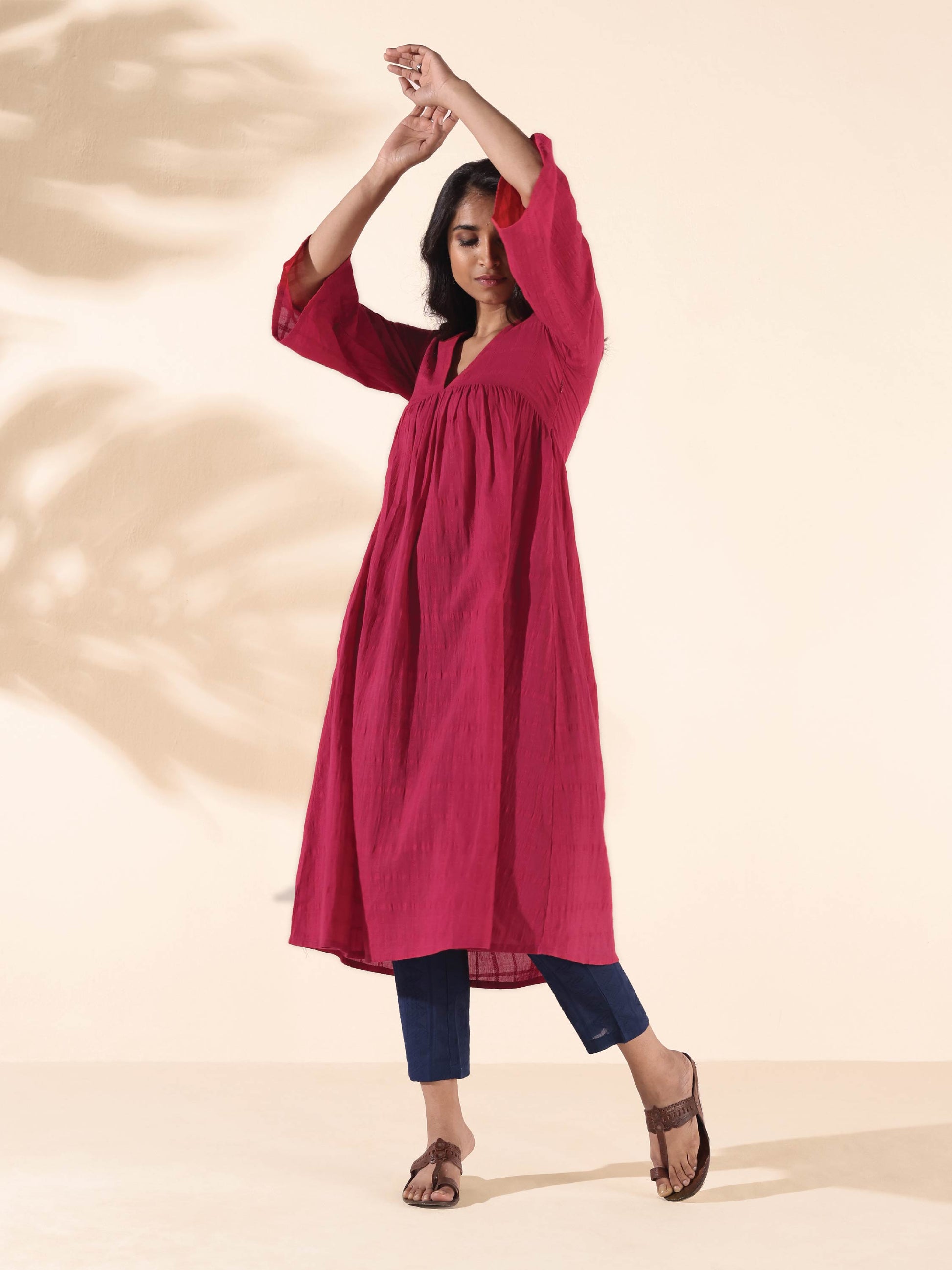 trueBrowns Carrot Cotton Dobby Flared Kurta Pant Set | Swadesiicart