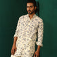 trueBrowns Men's Ivory Floral Cotton Printed Co-ord Set - Swadesiicart