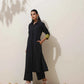 trueBrowns Black Cotton Linen Kurta Pant Set | Swadesiicart