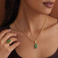 trueBrowns Gold Tone Green Stone Pendant Set - Swadesiicart
