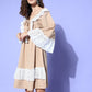InWeave Women's Beige Lacy Short Dress - Swadesiicart