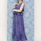 InWeave Women's Blue Floral Paisley Print Long Frill Dress - Swadesiicart