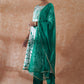 InWeave Women's White Teal Lurex Leaf Print Patch Gota Kurta Set W Teal Dupatta - Swadesiicart