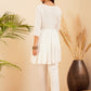 InWeave Women's White Round Neck Square Gota Work Kurta Pant Set - Swadesiicart