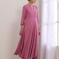 trueBrowns Onion Pink Dobby Anarkali Pant Set | Swadesiicart