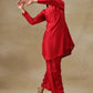 trueBrowns Maroon Textured Silk Front Placket Co-Ord Set - Swadesiicart