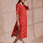 trueBrowns Red On Red Ikat Print Cotton Kurta Pant Set | Swadesiicart