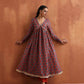 trueBrowns Rust Ajrak Print Flared Anarkali Kurta Set | Swadesiicart