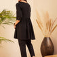 InWeave Women's Black Round Neck Square Gota Work Kurta Pant Set - Swadesiicart