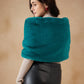 InWeave Women's Cyan Blue Long Faux Fur Cape - Swadesiicart