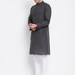 Even Apparels Grey Pure Cotton Kurta With Band Collar | Swadesiicart