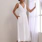 trueBrowns White Slub Texture Sleeveless Wrap Dress | Swadesiicart
