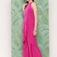 InWeave Women's Magenta Pleated Halter Kurta Palazzo Set W White Pink Or Dupatta - Swadesiicart
