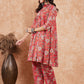 InWeave Women's Red Yellow Floral Print Flared Kurta Pant Set - Swadesiicart