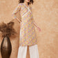InWeave Women's Multi Floral Painted Alia Lace Work Straight Kurta - Swadesiicart