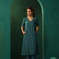 trueBrowns Blue Teal Silk Kurta Jacket Set | Swadesiicart