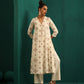 trueBrowns Ivory Peach Cotton Front Pleat Kurta Pant Set | Swadesiicart