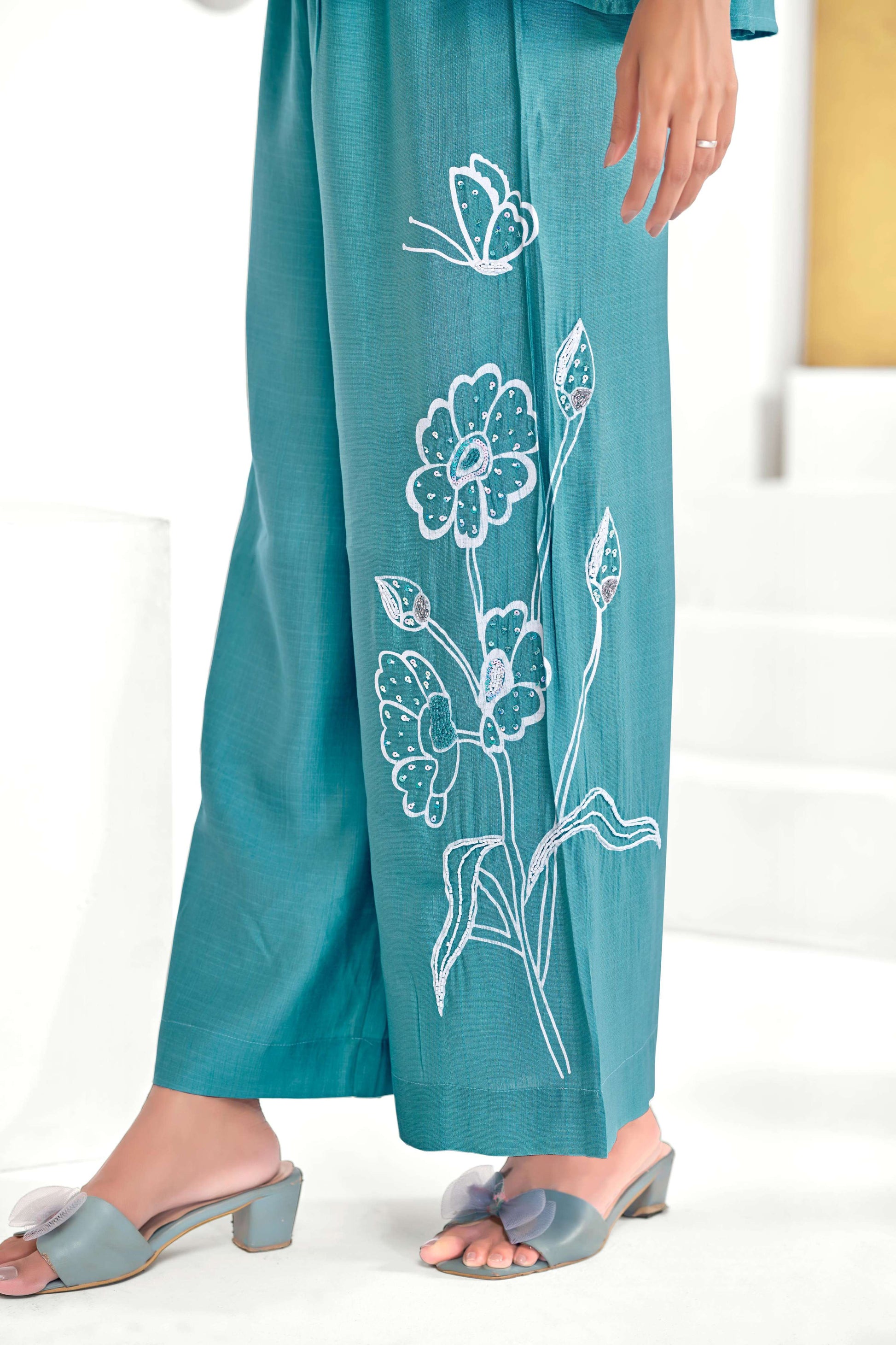 BulBul Nira Iceblue Co-Ord Set - Swadesiicart