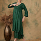 InWeave Women's Pine Green Lurex Flared V Neck Kurta Palazzo Set - Swadesiicart