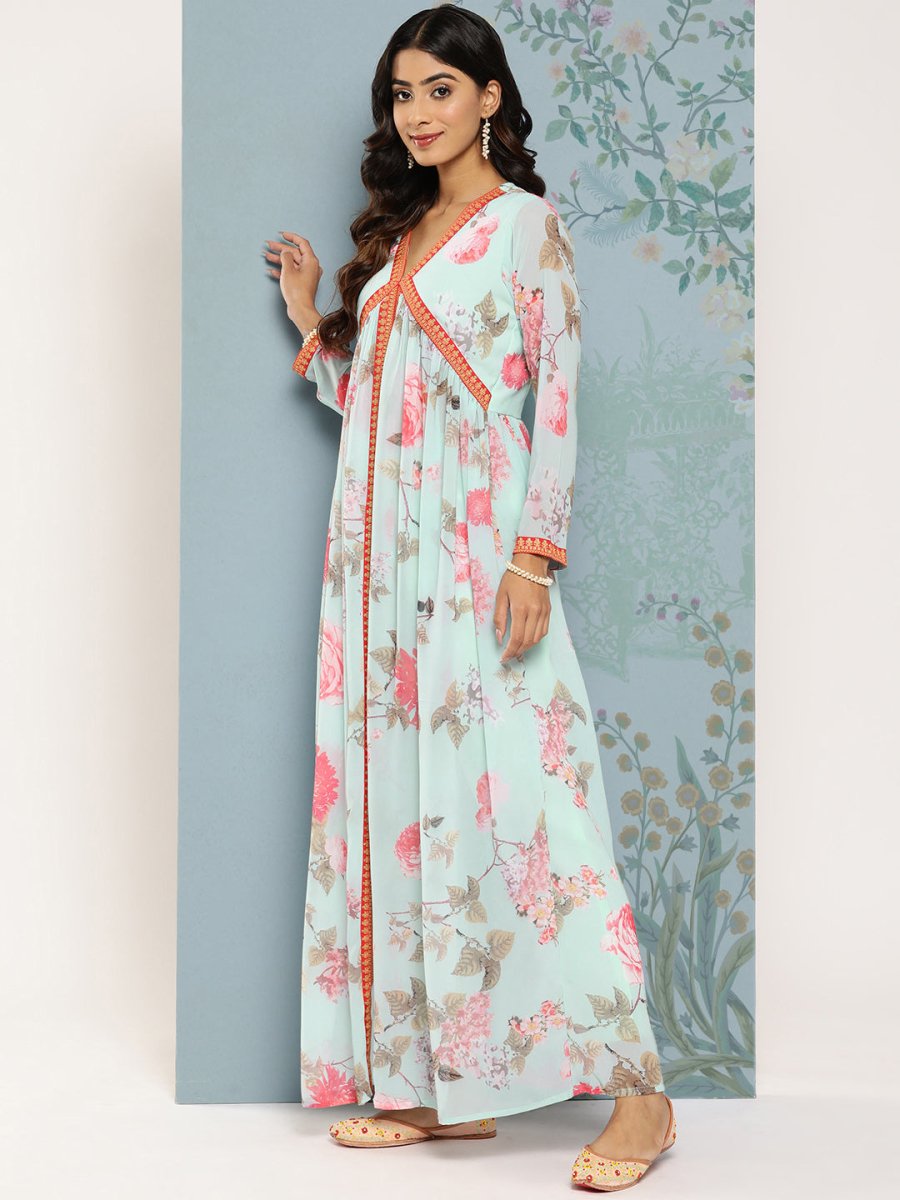 Ahalyaa Floral Printed Empire Kurta With Trousers | Swadesiicart