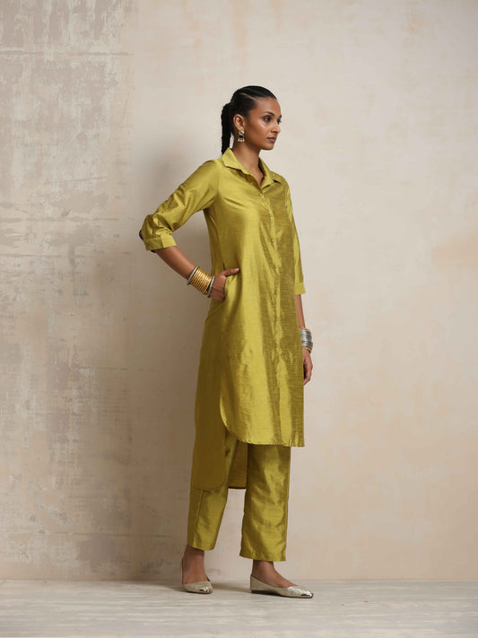 trueBrowns Green Shirt Kurta Set | Swadesiicart