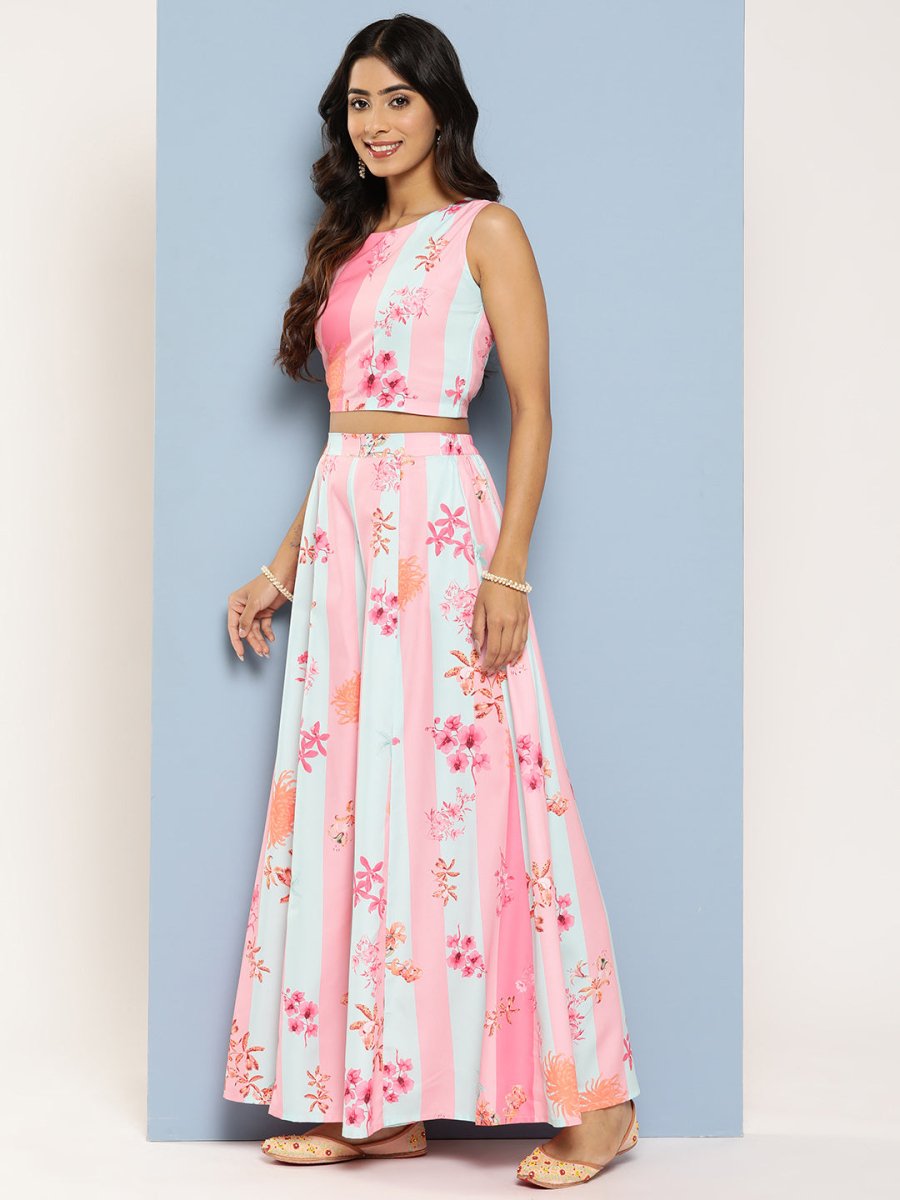 Ahalyaa Women Floral Printed Top with Palazzos & Shrug | Swadesiicart