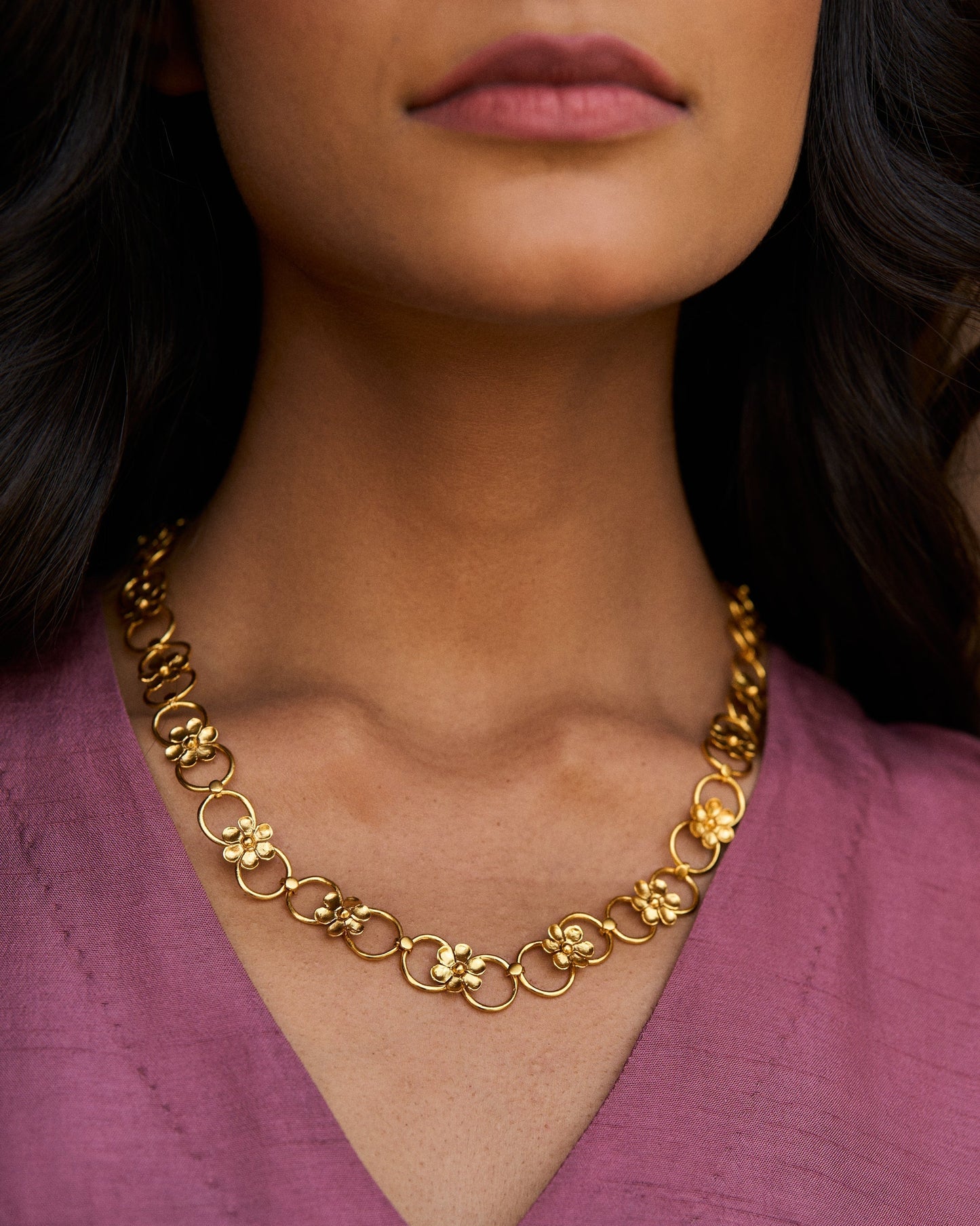 trueBrowns Gold-Polished Floral Necklace | Swadesiicart