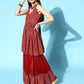 InWeave Women's Maroon Bandhani Net Sharara Set With Dupatta - Swadesiicart