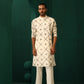 trueBrowns Men's Ivory Rhombus Cotton Kurta | Swadesiicart