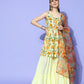 InWeave Women's Off White Yellow Floral Print Tie Up Kurta Sharara Set With Dupatta - Swadesiicart