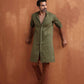 trueBrowns Men's Olive Green Cotton Front Open Kurta | Swadesiicart