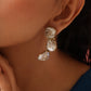 trueBrowns Brass Marble Stone Earrings - Swadesiicart
