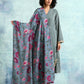 trueBrowns Grey Printed Velvet Shawl | Swadesiicart