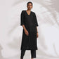 trueBrowns Black Cotton Schiffli Kurta Set | Swadesiicart